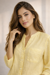Trendy Pastel Yellow Shirt & White Pant Co-Ord Set for Women | Summer Outfit | Casual & Office Wear