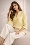 Trendy Pastel Yellow Shirt & White Pant Co-Ord Set for Women | Summer Outfit | Casual & Office Wear
