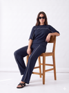 Women's Airport Style Ribbed Co-Ord Set with Wide-Leg Trousers|Women's Designer-Inspired Co-Ord Set|