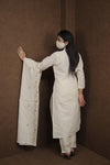 Premium White Floral Embroidered Kurti Set for Women | Festive Wear |Ethnic Party Wear|