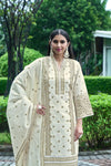 Charming Off-White Designer Kurti Set with Chiffon Dupatta
