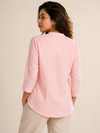 Women’s Soft Linen Blend Pastel Pink Shirt | Casual Button-Down Top | 3/4 Sleeve Premium Everyday Wear