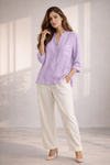 Trendy Pastel Puprle Shirt & White Pant Co-Ord Set for Women | Summer Outfit | Casual & Office Wear