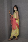 Yellow Floral Kurti Pant Set with Pink Dupatta|Daywear Festive|