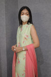 Stylish Mint Green Floral Kurti Set for Women|Office Wear|