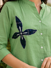 Women’s Soft Linen Blend Dark Green Shirt | Casual Button-Down Top | 3/4 Sleeve Premium Everyday Wear