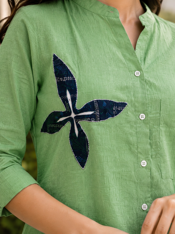 Women’s Soft Linen Blend Dark Green Shirt | Casual Button-Down Top | 3/4 Sleeve Premium Everyday Wear