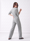 Women's Airport Style Ribbed Co-Ord Set with Wide-Leg Trousers|Women's Designer-Inspired Co-Ord Set|