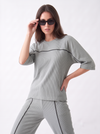 Women's Airport Style Ribbed Co-Ord Set with Wide-Leg Trousers|Women's Designer-Inspired Co-Ord Set|