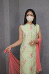 Stylish Mint Green Floral Kurti Set for Women|Office Wear|