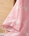 Women’s Soft Pastel Pink Tunic | Abstract Print V-Neck Top | Relaxed Fit Casual Kurti | Summer Tunic |