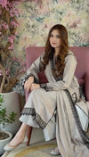 Elegant Embroidered Gray Suit with Black Detailing – Timeless Sophistication