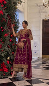 Royal Plum Elegance: Festive Look with Heavy Embroidery and Luxe Traditional Accessories