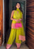 Trendy Lime Green and Pink Punjabi Suit with Dupatta and Mini Bag for Stylish Outings