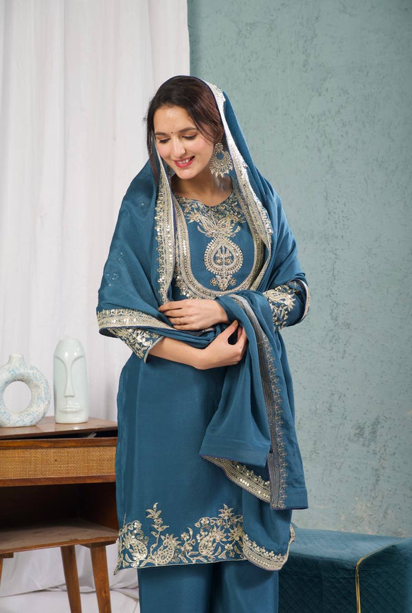 Prisha Embroidered Punjabi Suit Set