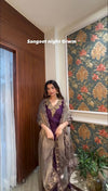Elegant in Plum: Stunning Outfit for a Glamorous Sangeet Night Celebration Look