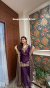 Elegant in Plum: Stunning Outfit for a Glamorous Sangeet Night Celebration Look
