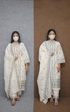 Elegant Cream Embroidered Cotton Kurti Set with Dupatta – Ethnic Grace Collection
