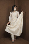 Premium White Floral Embroidered Kurti Set for Women | Festive Wear |Ethnic Party Wear|