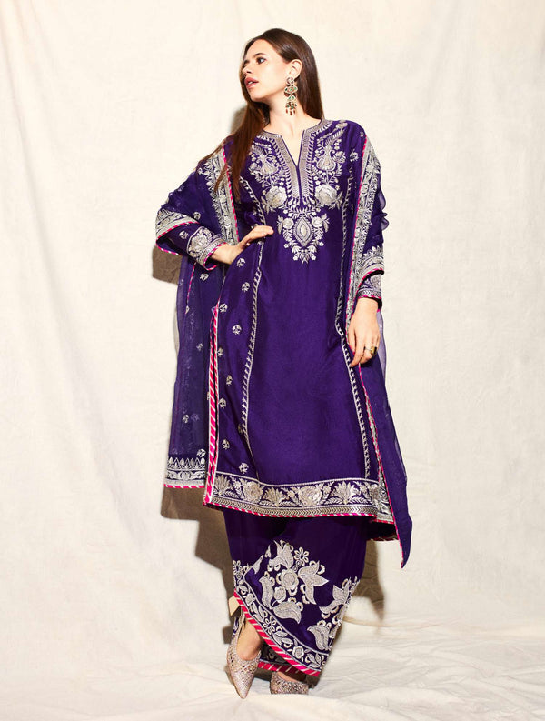 Royal Elegance: Deep Purple Embroidered Anarkali Suit