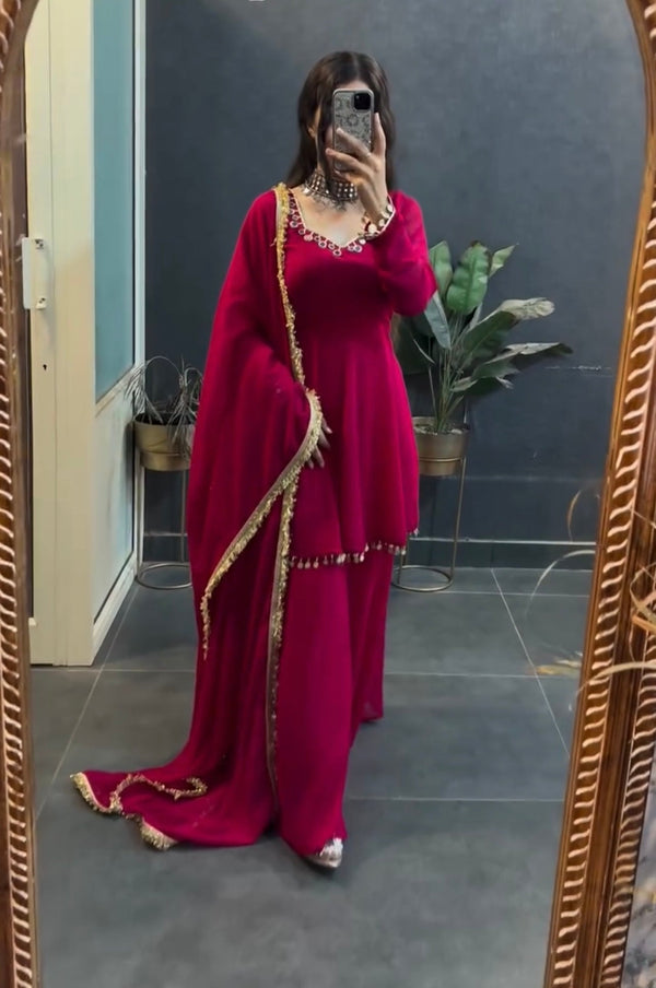 Pink Grace: A Flowy Anarkali with Minimalist Charm