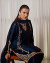 Midnight Blue Zari Embroidered Suit Set