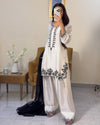 Classic White & Black Embroidered Suit