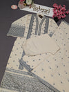 Women’s White Blue Embroidered Kurti Pant Dupatta Set|ethnic wear for festive occasions|