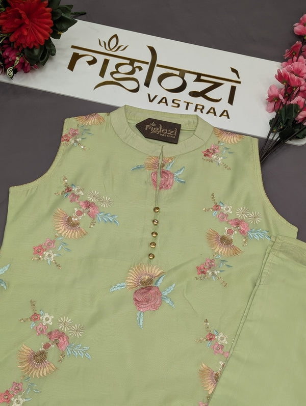 Stylish Mint Green Floral Kurti Set for Women|Office Wear|