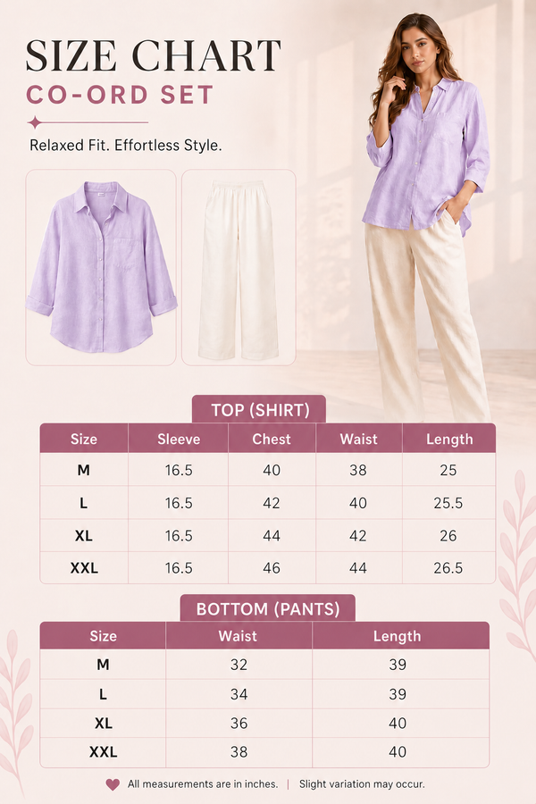 Trendy Pastel Puprle Shirt & White Pant Co-Ord Set for Women | Summer Outfit | Casual & Office Wear