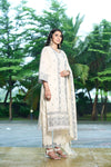 Royal Ethnic Off-White Kurta Set with Intricate Thread Work.Pastel Perfection Floral Embrodaried Kurta Set for Women