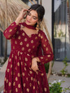 Luxurious Maroon Anarkali Suit with Intricate Embroidery