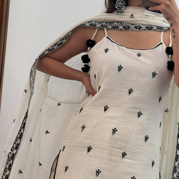 Luxe Black and White Embroidered Salwar Suit