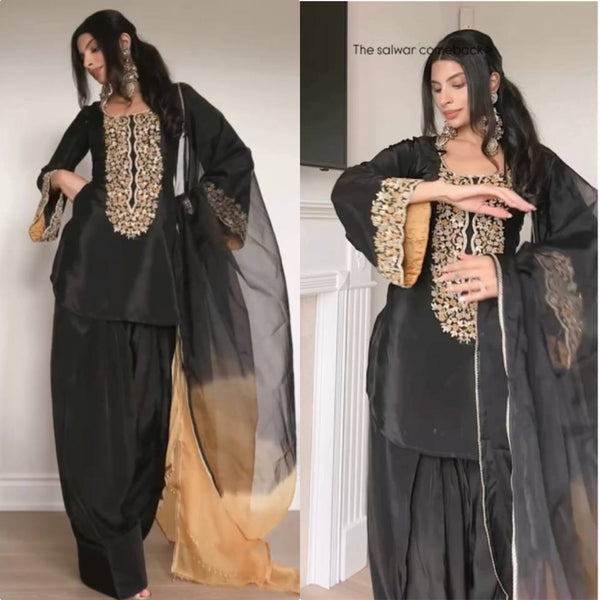 Midnight MajestyEmbroidered Luxe Ensemble