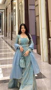 Chic Blue Partywear Top Sharara Suit