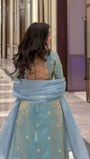 Chic Blue Partywear Top Sharara Suit