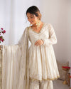 Ethereal Elegance White Dress with Golden Embroidery
