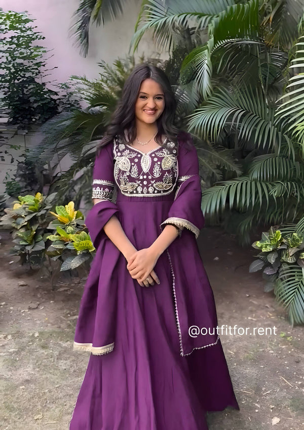 Graceful Serenity: Woman in Purple Embracing Nature kf