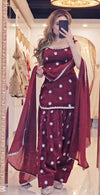 Olive Green, Maroon & Lavender Embroidered Farshi Salwar Suits with Dupatta