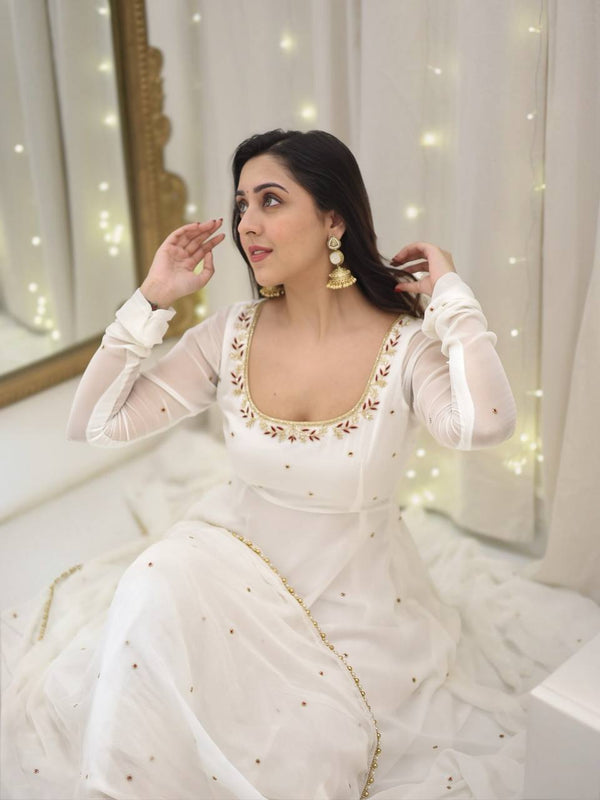 The Enchantment of a White Anarkali Dress