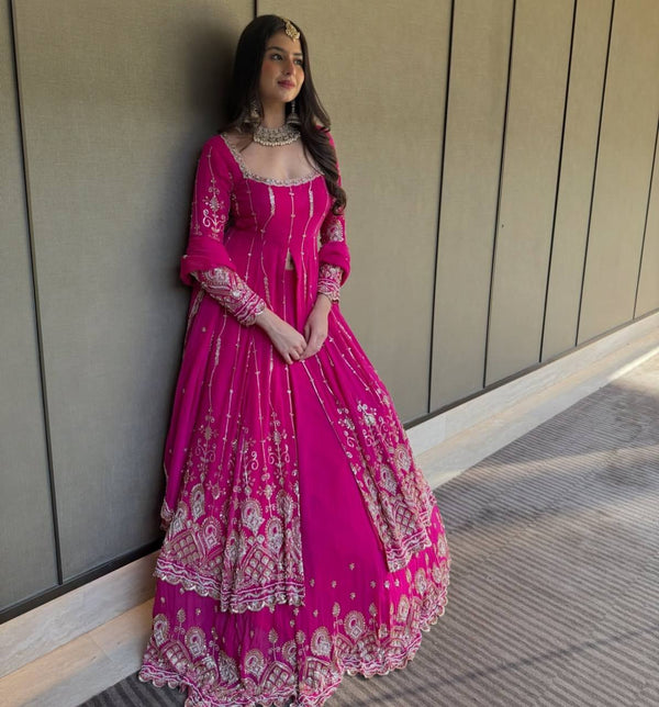 Enchanted Blush: Exquisite Bridal Pink Lehenga Choli