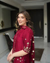 Maroon Elegance: Exquisite Embroidered Suit for Timeless Sophistication