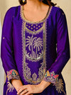 Regal Elegance: Purple Embroidered Salwar Suit Ensemble