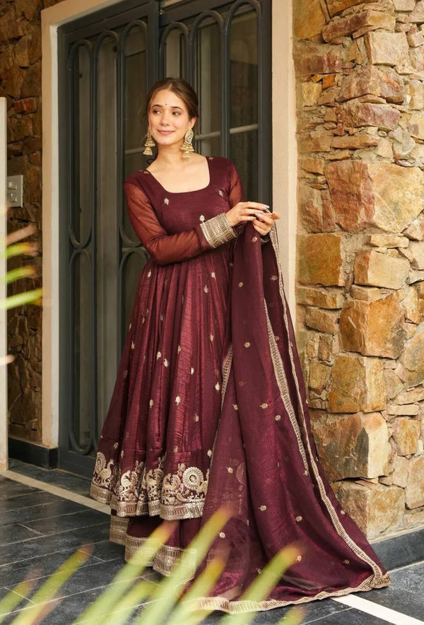 Elegant Harmony: Maroon and Green Anarkali Suits for Women