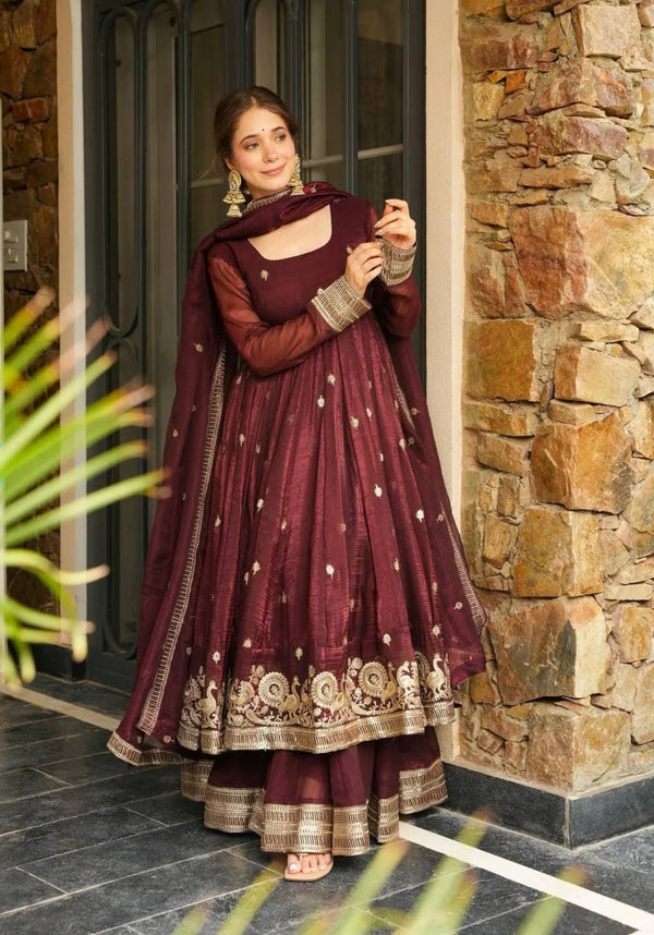 Elegant Harmony: Maroon and Green Anarkali Suits for Women