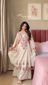 Opulent Beige Kurta: Artful Embroidery for Refined Style