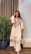 Opulent Beige Kurta: Artful Embroidery for Refined Style