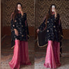 Opulent Black and Pink Embroidered Lehenga Suit with Matching Dupatta