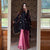 Opulent Black and Pink Embroidered Lehenga Suit with Matching Dupatta