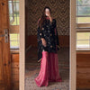 Opulent Black and Pink Embroidered Lehenga Suit with Matching Dupatta
